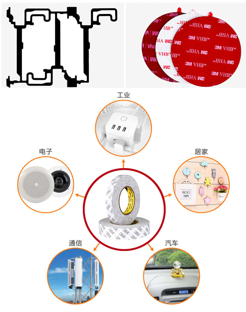 3M9075 Double-sided tape die-cutting 0.08mm thick cotton paper transparent ultra-thin adhesive tape, punching type, high viscosity, scratch free and easy to tear