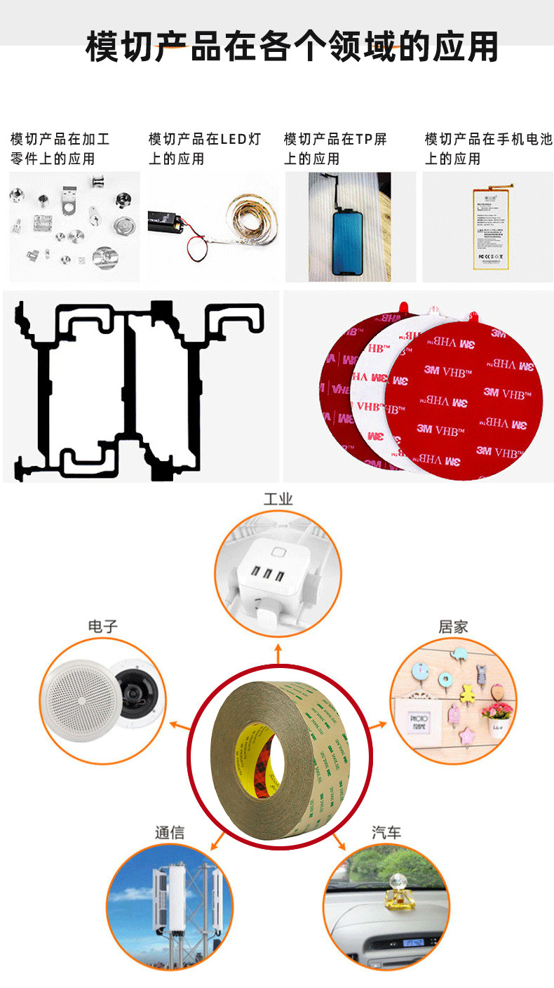 3M Double-sided tape, high temperature resistant, customized, ultra-thin, transparent, traceless, easy to process 3MPET, high strength tape 9495MP