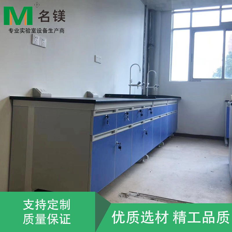 广州实验室带水槽实验台 钢木中央台带试剂架 耐酸碱钢木结构实验台定制厂家