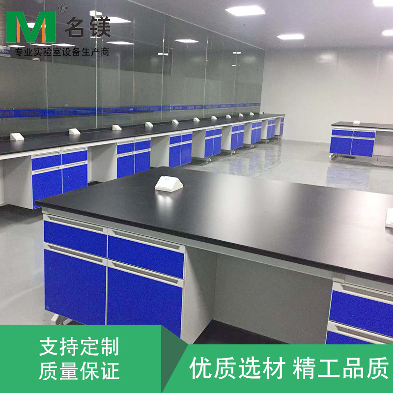 广州实验室带水槽实验台 钢木中央台带试剂架 耐酸碱钢木结构实验台定制厂家