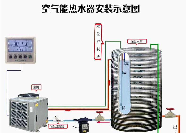 直销10吨空气能热水器 学校热水供应系统 热水工程