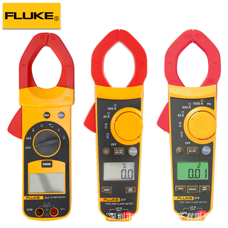 FLUKE/福禄克 钳形表312/7/9 交直流两用电流表 高精度数字万用表