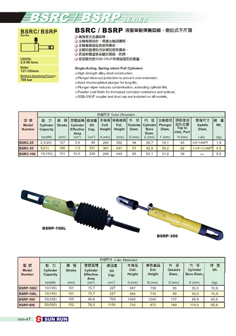 BSRP-106L倒拉式千斤頂