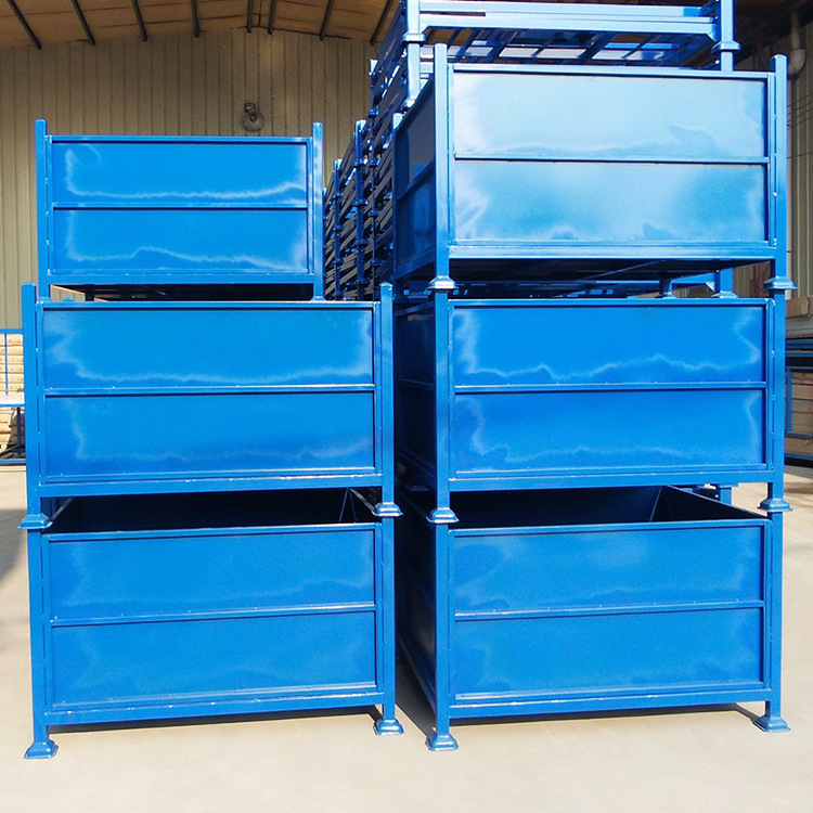 金属铁箱钢制折叠式周转箱 仓储货箱蓝色物流周转箱塑料周转筐